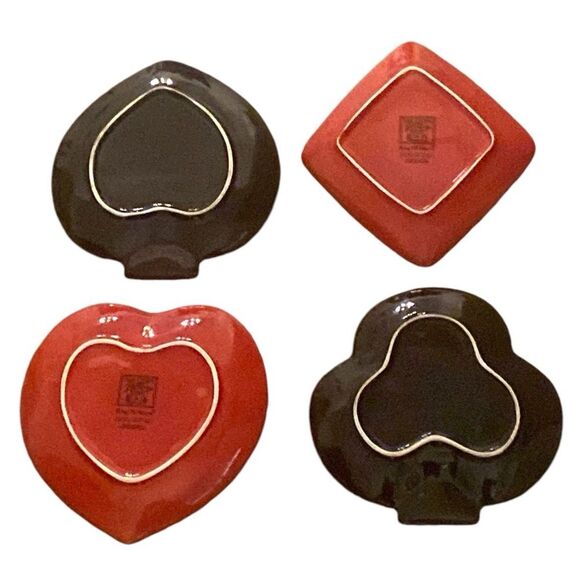 Tabletops Gallery King of Hearts Hand Painted Crafted Saucers Serving Plates (4) - Picture 6 of 8